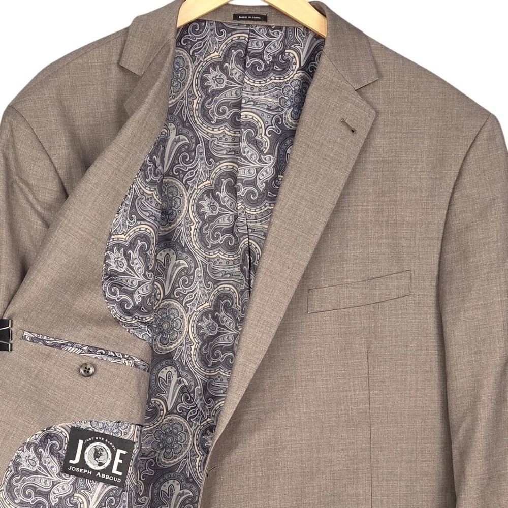 Joseph Abboud Blazer Men 50R Taupe Brown 100% Wool Paisley Sport Coat Two Button